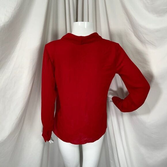 Chelsea 28 Women’s Red Cross Front Faux Wrap Blouse (D14) - Picture 3 of 6